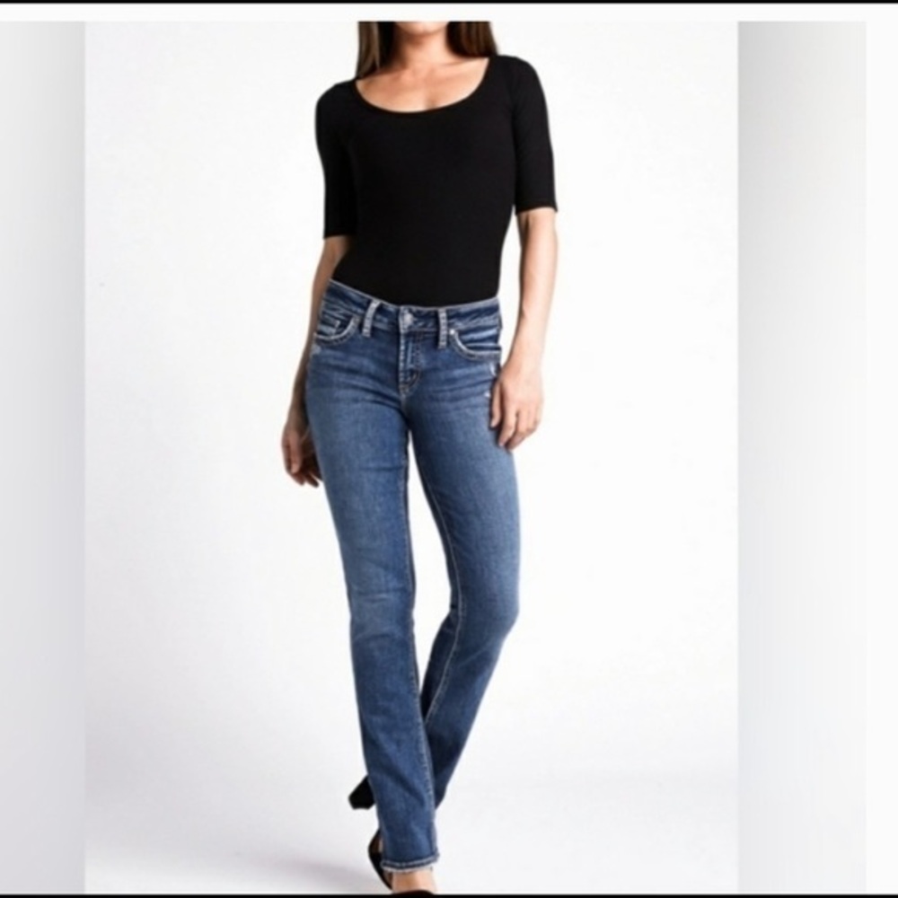 Silver Aiko Mid Slim Dark Blue Wash Denim Slim Fit Jeans Size 29
